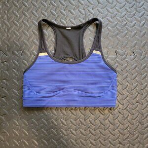 Lululemon Sweaty or Not II Sports Bra, Kanto Stripe Sapphire Blue, Used, Size 6